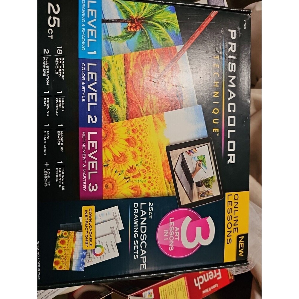 PRISMACOLOR TECHNIQUE 25 PC ART SET LANDSCAPE LEVELS 1, 2, 3 + 3 ONLINE LESSONS